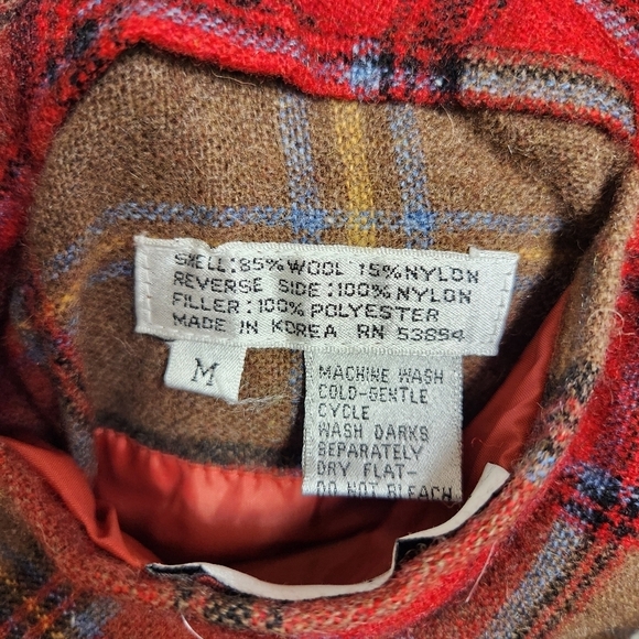 Enro Mens Vintage Reversible Wool/Nylon Blend Plaid Puffer Vest-Size M - Picture 6 of 7